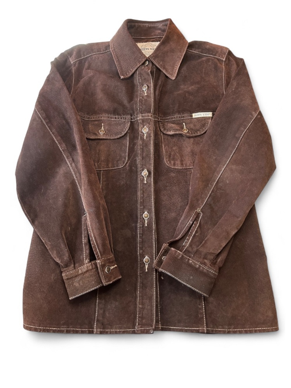 Vintage Skotts Suede size M Brown Button-Front Jacket 100% leather coat